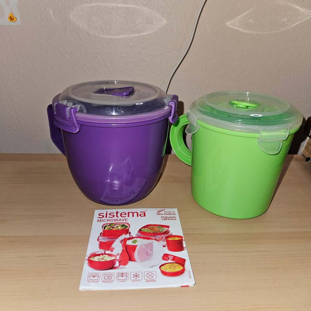 Sistema and Refresh Microwave Soup Mug Set of 2 with Ventilation Lids